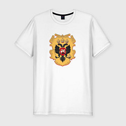 Футболка slim-fit Герб РФ щит, цвет: белый