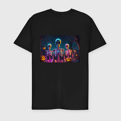 Мужская slim-футболка Страшилки скелеты / Черный – фото 2