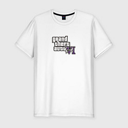 Мужская slim-футболка Grand Theft Auto 6 vice city logo