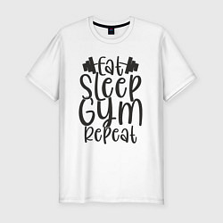 Мужская slim-футболка Eat sleep gym