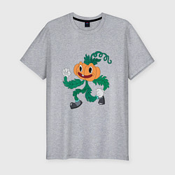 Мужская slim-футболка Бегущая тыква