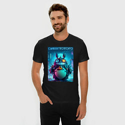 Футболка slim-fit Cyber Totoro - halloween fantasy, цвет: черный — фото 2