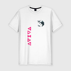 Мужская slim-футболка Ведьмак волк лого