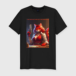 Мужская slim-футболка Крёстная мать мяуфии - нейроарт