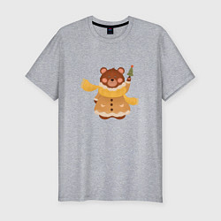 Футболка slim-fit Маленький медведик, цвет: меланж