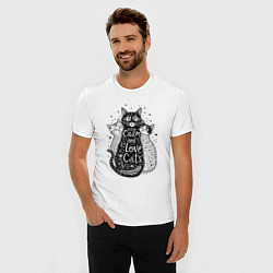 Футболка slim-fit Keep calm and love cats, цвет: белый — фото 2