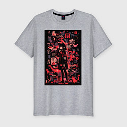 Мужская slim-футболка Девушка кошка