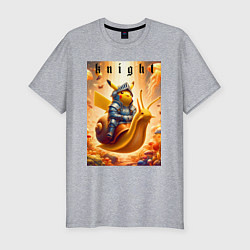 Футболка slim-fit Pikachu knight on a snail - ai art fantasy, цвет: меланж