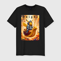 Футболка slim-fit Pikachu knight on a snail - ai art fantasy, цвет: черный