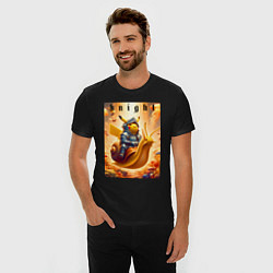 Футболка slim-fit Pikachu knight on a snail - ai art fantasy, цвет: черный — фото 2