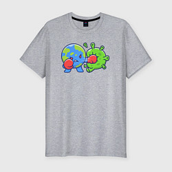 Мужская slim-футболка Удар по вирусу