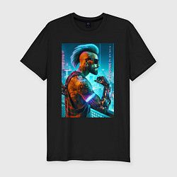 Футболка slim-fit Cool guy - cyberpunks not dead, цвет: черный