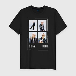 Футболка slim-fit Yoongi bts selfie, цвет: черный