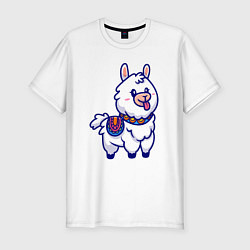 Мужская slim-футболка Альпака показывает язык