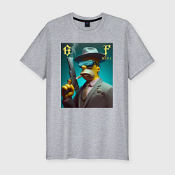 Футболка slim-fit Homer Simpson with pistol - godfather, цвет: меланж