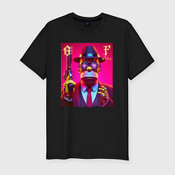 Футболка slim-fit Cyber godfather Homer Simpson - mafia, цвет: черный