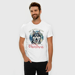 Футболка slim-fit Новогодний хаски, цвет: белый — фото 2