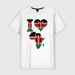 Мужская slim-футболка Я люблю Кению