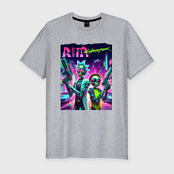 Футболка slim-fit Rick and Morty - cyberpunk, цвет: меланж