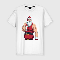 Мужская slim-футболка Качок дед мороз