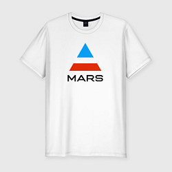 Футболка slim-fit Сине-красный логотип 30 Seconds to Mars, цвет: белый