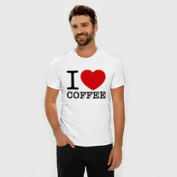 Футболка slim-fit I love coffee, цвет: белый — фото 2