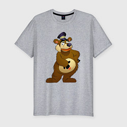 Мужская slim-футболка Мишка-почтальон