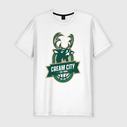 Мужская slim-футболка Milwaukee Bucks cream city