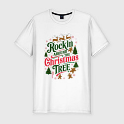 Футболка slim-fit Новогодняя атмосфера rockin around the christmas t, цвет: белый