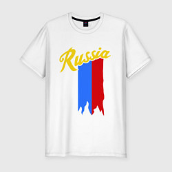 Футболка slim-fit Russia: tricolor, цвет: белый