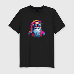 Футболка slim-fit Дед мороз в красках, цвет: черный