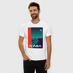 Футболка slim-fit NASA плакат в космосе, цвет: белый — фото 2