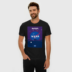 Футболка slim-fit NASA фиолетовый плакат, цвет: черный — фото 2