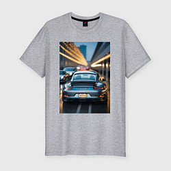 Футболка slim-fit Porsche 911 в городе, цвет: меланж