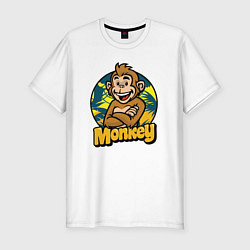 Футболка slim-fit Monkey jungle, цвет: белый