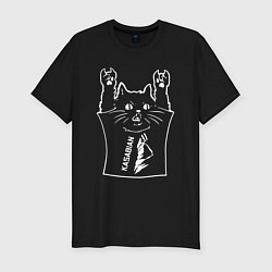 Футболка slim-fit Kasabian - cat rock, цвет: черный