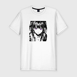 Мужская slim-футболка Девушка с фиалковыми глазами