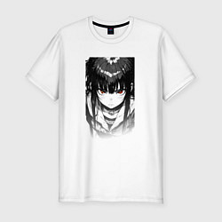 Мужская slim-футболка Девушка с красными глазами