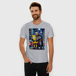 Футболка slim-fit Batsimpson with son Bart - ai art fantasy, цвет: меланж — фото 2