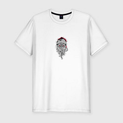 Футболка slim-fit Ктулху новый год, цвет: белый