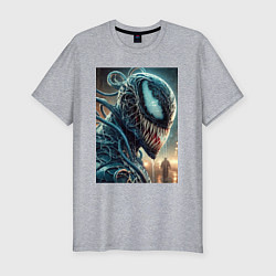 Мужская slim-футболка Веном в профиль - нейроарт фантазия