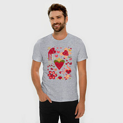 Футболка slim-fit Сердца коллаж, цвет: меланж — фото 2
