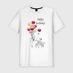 Футболка slim-fit Happy Birthday air glasses, цвет: белый