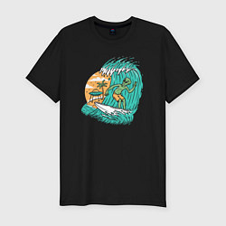 Мужская slim-футболка Пришелец серфер