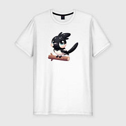 Мужская slim-футболка Милая сорока на ветке