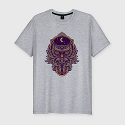 Футболка slim-fit Сова в ночи, цвет: меланж