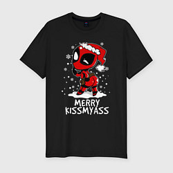Мужская slim-футболка Deadpool - merry kiss my ass
