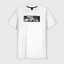 Мужская slim-футболка Внедорожник, велосипед и тропы