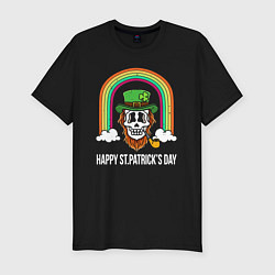 Мужская slim-футболка Happy St Patricks day - skull