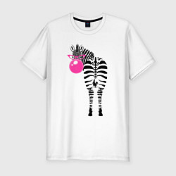 Футболка slim-fit Зебра в розовых очках, цвет: белый
